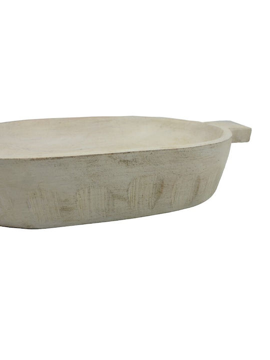 Nakaro Handgefertigte Servierschale mit Griffen Weiß 28x18x4cm