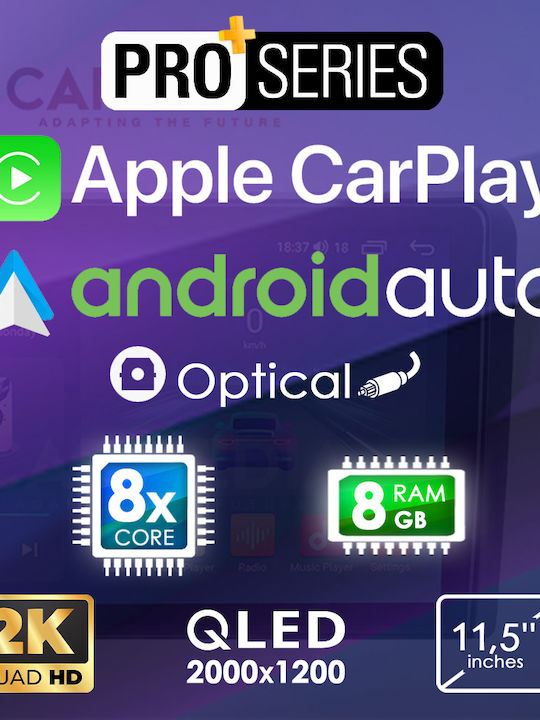 Carmedia Автомобилна Аудио Система (Блутут/USB/AUX/WiFi/GPS/Apple-Carplay/Android-Auto) с Тъчскрийн 11.5"