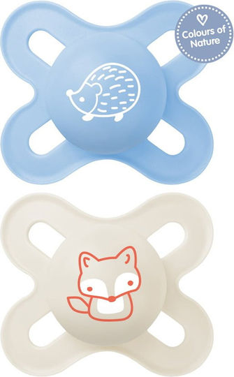 Mam Orthodontic Pacifiers Silicone Hedgehog - Fox - Blue-Beige for 0-2 months 2pcs