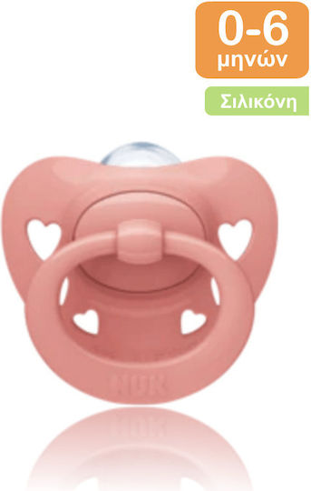 Nuk Signature Orthodontic Pacifier Silicone with Case Hearts - Pink for 0-6 months