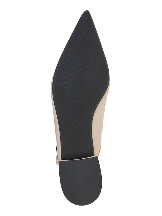 Pointy Slingback Ballerinas Beige