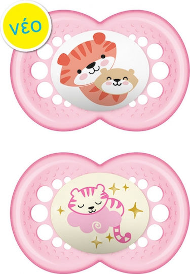 Mam Orthodontische Schnuller Silikon Nacht Tiger - Rosa für 16+ Monate 2Stück
