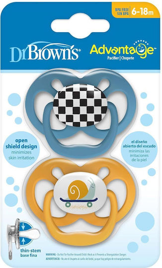 Dr. Brown's Advantage Πιπίλες Σιλικόνης Πετρόλ-Μουσταρδί για 6-18 μηνών 2τμχ
