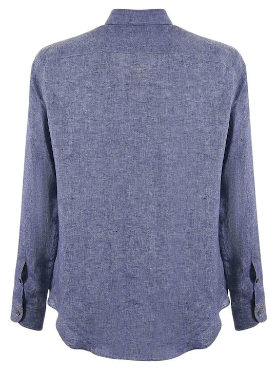 Emporio Armani Leinen Hemd Blau