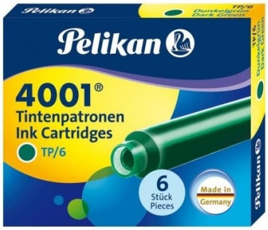 Pelikan Replacement Ink for Pen in Green color Dark Green 6 pieces 6pcs