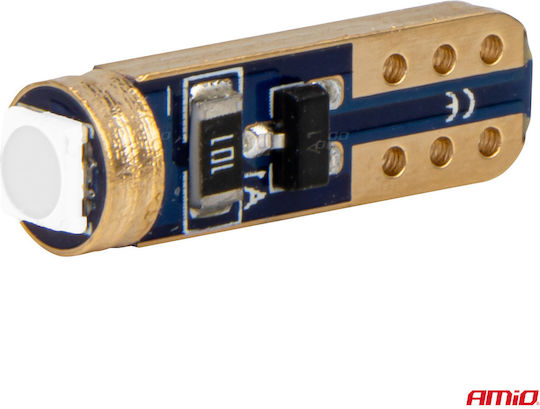 AMiO Λάμπες Αυτοκινήτου W1.2W / T5 LED Μπλε 12V 0.5W 2τμχ