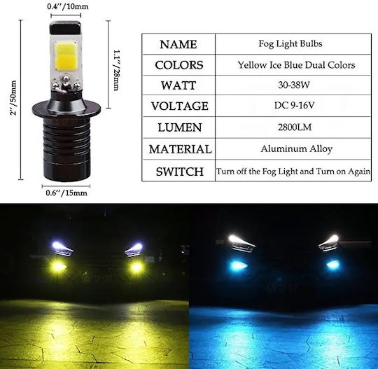 Lamps Car H11 LED Yellow 12V 30W 1pcs