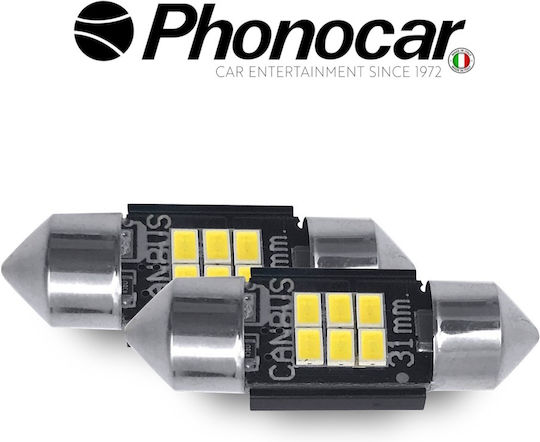 Phonocar Λάμπες Αυτοκινήτου LED 6000K Ψυχρό Λευκό 12V 1.9W 2τμχ
