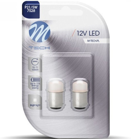 M-Tech Λάμπες Αυτοκινήτου P21/5W LED Κόκκινο 5W 2τμχ