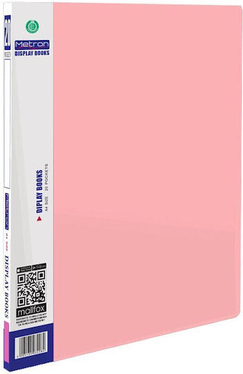 Metron Clipboard Flexible with 10 plastic sleeves Slides for Paper A4 Pastel Pink 10pcs