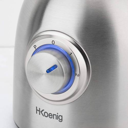 HKoenig Μπλέντερ με Γυάλινη Κανάτα 1.5 lt 1000W Γκρι