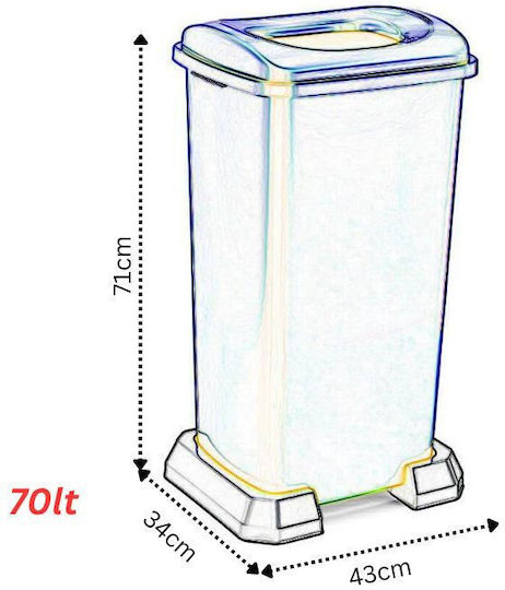 4398 Recycling Plastic Waste Bin 70lt Brown