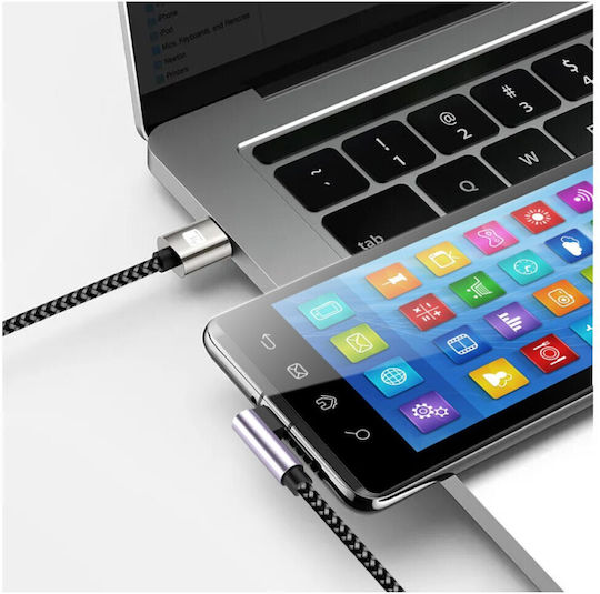 Techly Braided USB 2.0 Cable USB-C male - USB-A PD Ασημί 0.5m ICOC MU2AC9-005-AL