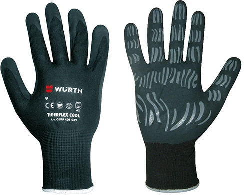 Wurth Tigerflex Cool Γάντια Εργασίας Μαύρα Δερμάτινα/Νιτριλίου