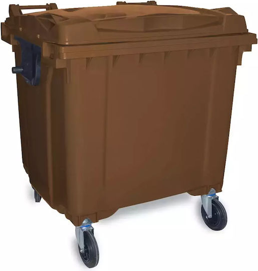 Green City International Plastic Coș de gunoi Deșeuri Coșuri de gunoi cu roți 1100lt Maro