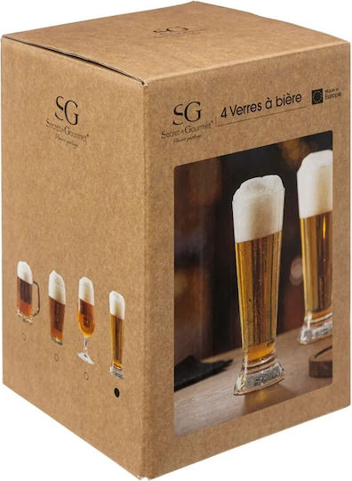 Secret de Gourmet Σετ Ποτήρια Μπύρας από Γυαλί 370ml 4τμχ