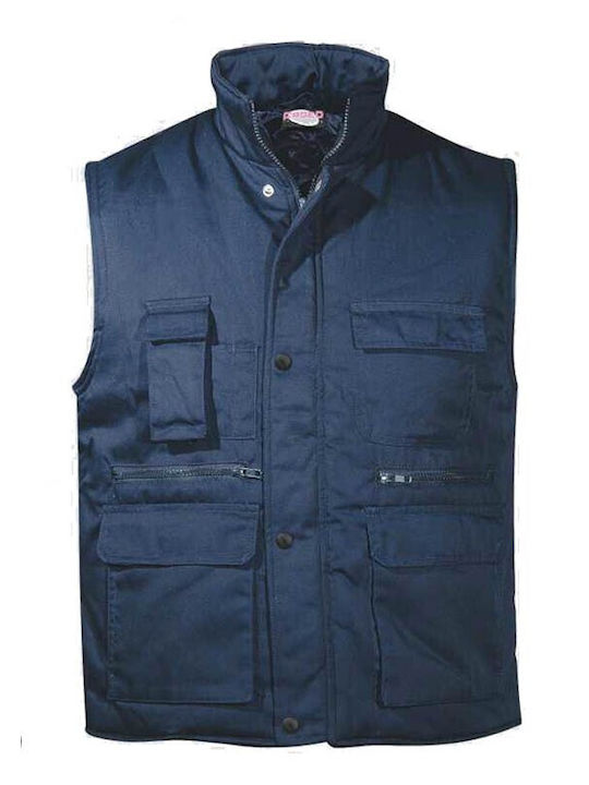 Fageo Men's Safety Vest Blue with Many Pockets