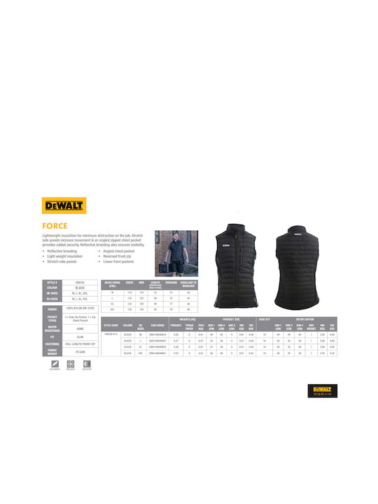 Dewalt Ανδρικό Γιλέκο Εργασίας Μαύρο