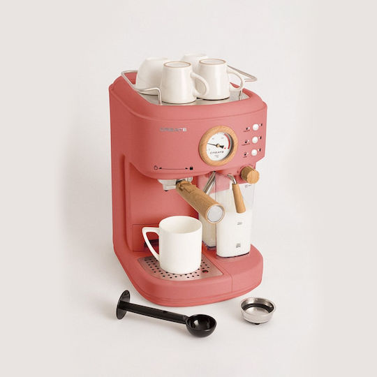 Create Thera Retro Pro Mașină de Espresso 1250W Presiune 20bar pentru Cappuccino Portocalie