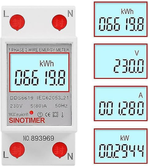 Sinotimer Voltmetru Panou Electric Digital Șină Monofazic