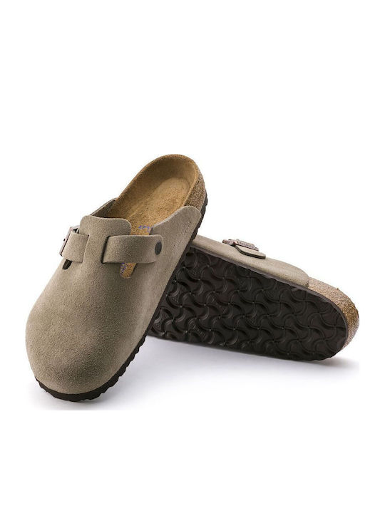 Boston Suede Leather Winter Women's Slippers Brown Narrow Fit