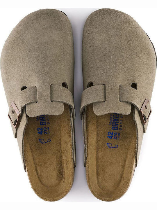 Boston Suede Leather Winter Women's Slippers Brown Narrow Fit