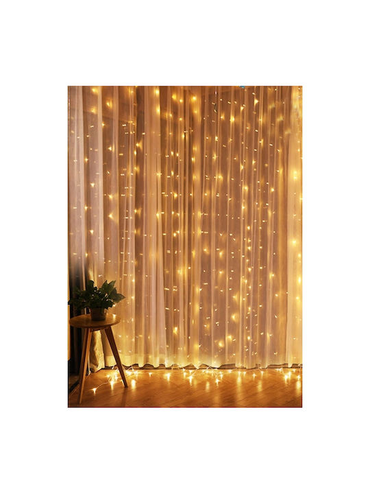 300 Λαμπάκια LED 3μ. x 300εκ. Θερμό Λευκό USB τύπου Κουρτίνα