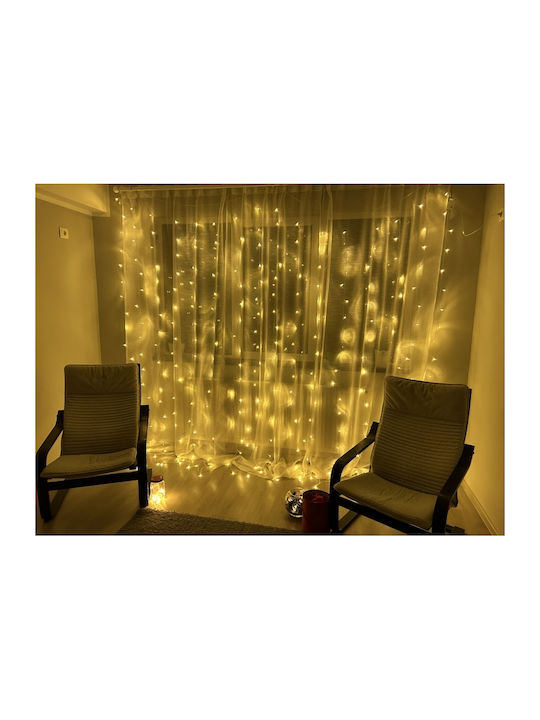 300 Λαμπάκια LED 3μ. x 300εκ. Θερμό Λευκό USB τύπου Κουρτίνα