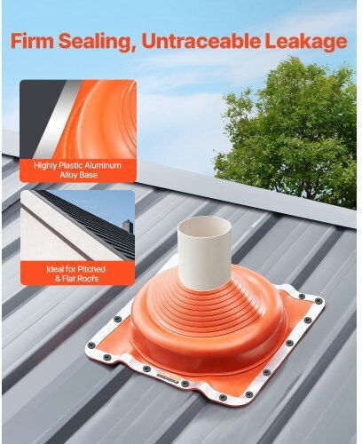 Vevor 2 Pieces Metal Roof Pipe Sealant Pipe Cover 6-3/4"-14" High Temperature Silicone Wdgdtghsgjl1cl6utv0