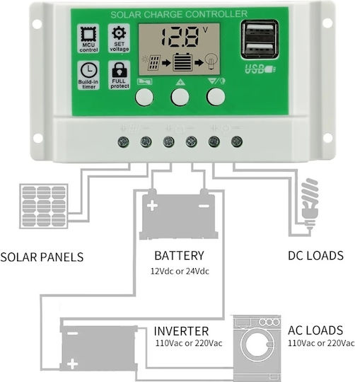 Solarladeregler Lithium-Batterieladegerät 30A 12V 24V BLS-30A