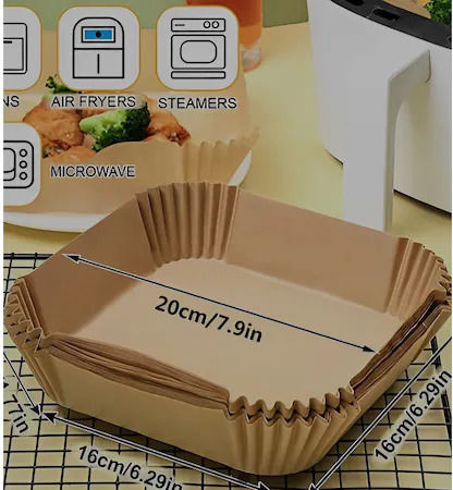 Hârtii de Copt Antiaderente pentru Air Fryer 20x20cm 50 Bucăți