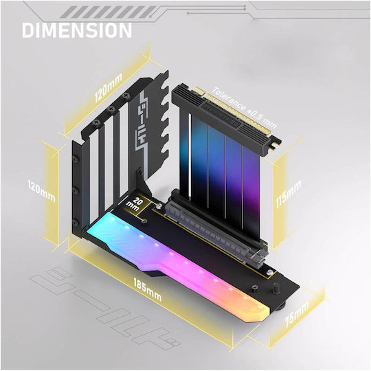 Ezdiy-fab RGB Вертикална PCIe 4.0 GPU Монтажна Скоба за Графична Карта 90° Riser Кабел Yihpi344-2