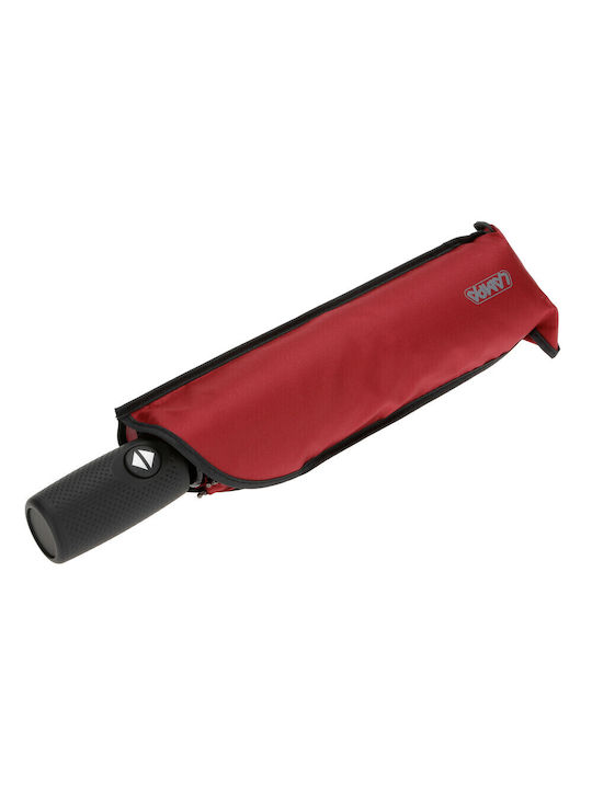 Lampa Compact Top Αντιανεμική Αυτόματη Ομπρέλα Βροχής Σπαστή Μπορντό