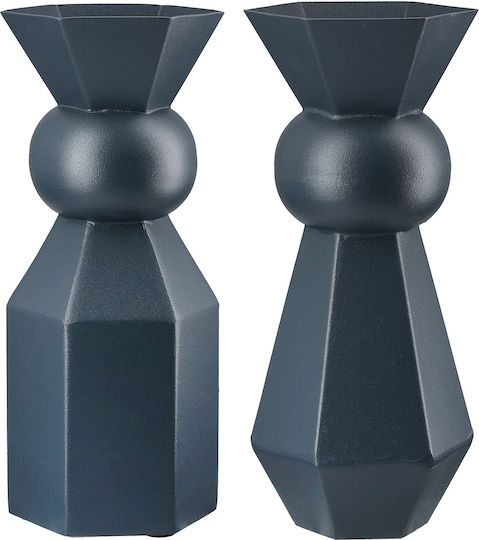 ArteLibre Σετ Βάζα Μεταλλικά Metallo Μπλε 10x10xΥ24cm 2τμχ ArteLibre Σετ Βάζα Μεταλλικά Metallo Μπλε 10x10xΥ24cm 2τμχ