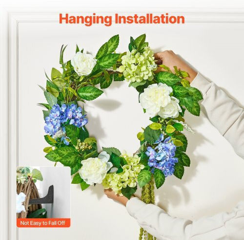 Vevor Künstlicher Dekokranz 23 Zoll Blau Weiß Grün Hortensien Rosen Zshhxqhtmlbl4g2okv0