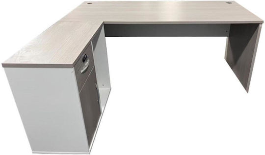 Corner Professional Office Armadi Wooden Gray-white 140x70x75cm