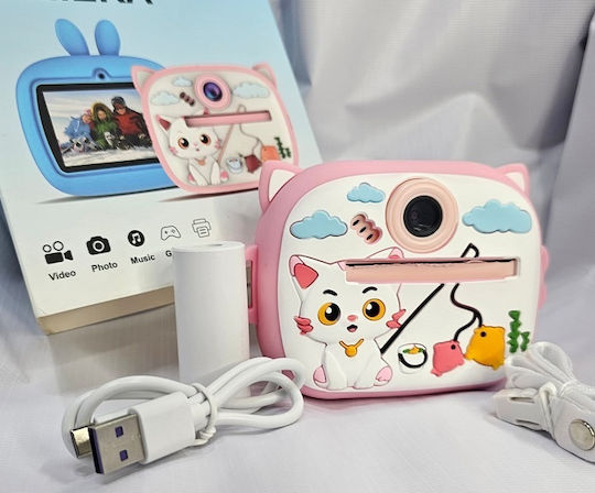 AM-300 Instant Children's Camera 20MP with Thermal Printing Pink