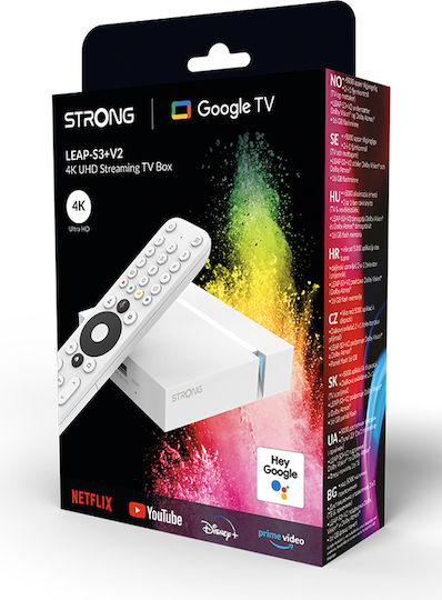 Strong TV Box LEAP-S3+ V2 4K UHD with WiFi USB 2.0 2GB RAM and 2GB Storage Space with Operating System Android and Google Assistant