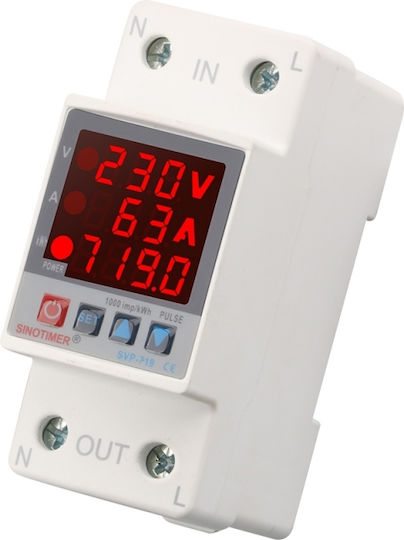 Digital Voltage Protection Safety Relay Sinotimer Adjustable Between 1 63a Meter Led Digital Display Svp-719-63a