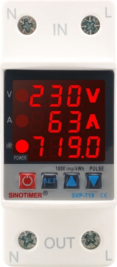 Digital Voltage Protection Safety Relay Sinotimer Adjustable Between 1 63a Meter Led Digital Display Svp-719-63a