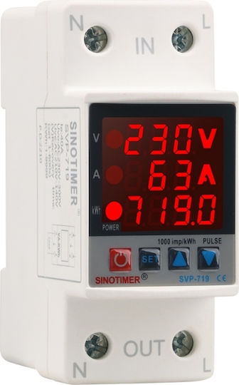 Digital Voltage Protection Safety Relay Sinotimer Adjustable Between 1 63a Meter Led Digital Display Svp-719-63a