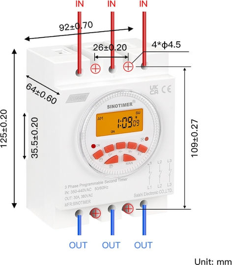 Comutator automat cu temporizator 380V 30A Sinotimer programabil CN109S-380V-30A