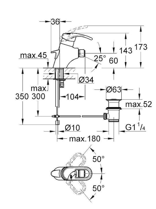 Grohe Μπαταρία Μπιντέ Ασημί