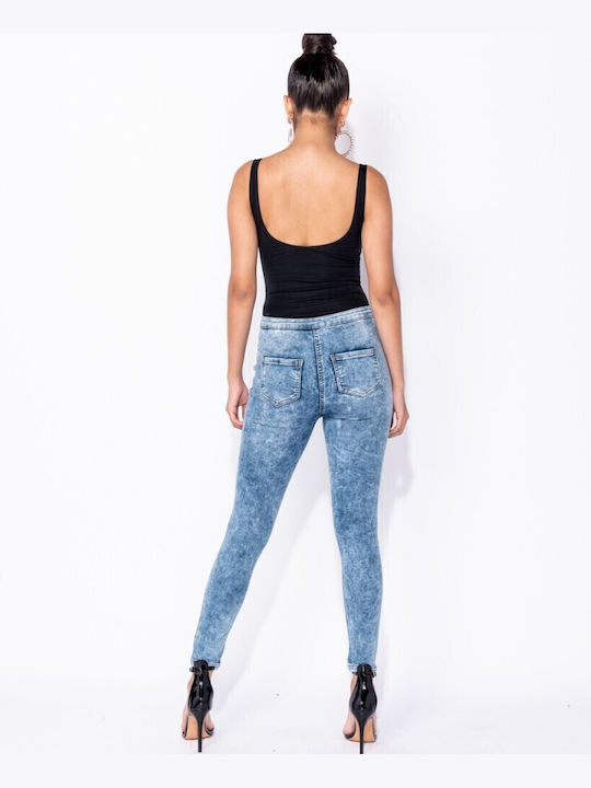 Blugi de damă cu tăieturi cu croială skinny Blue