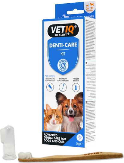 VetIQ 2 in 1 Enzymatic Toothcare Kit Bay Leaf Mint Dog Dental Set for Medium Breeds 70gr
