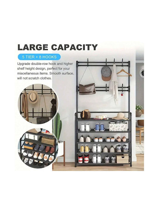 Ergorack Hallway Furniture with Hanger & Shoe Rack Black 80x26x172cm