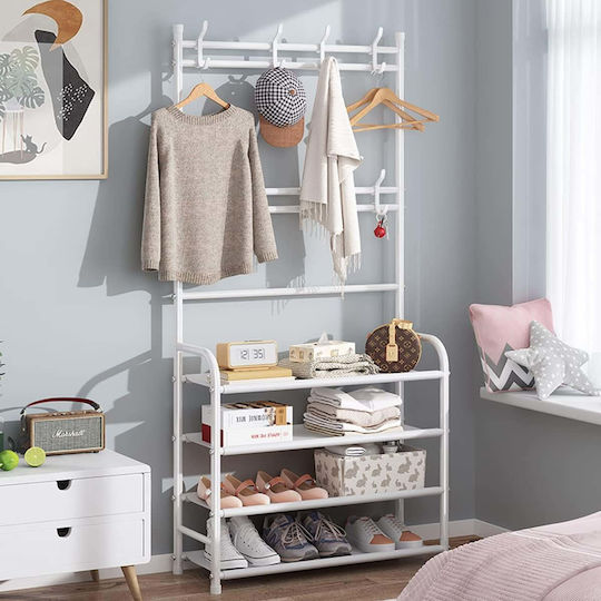 Ergorack Hallway Furniture with Hanger & Shoe Rack White 80x26x172cm