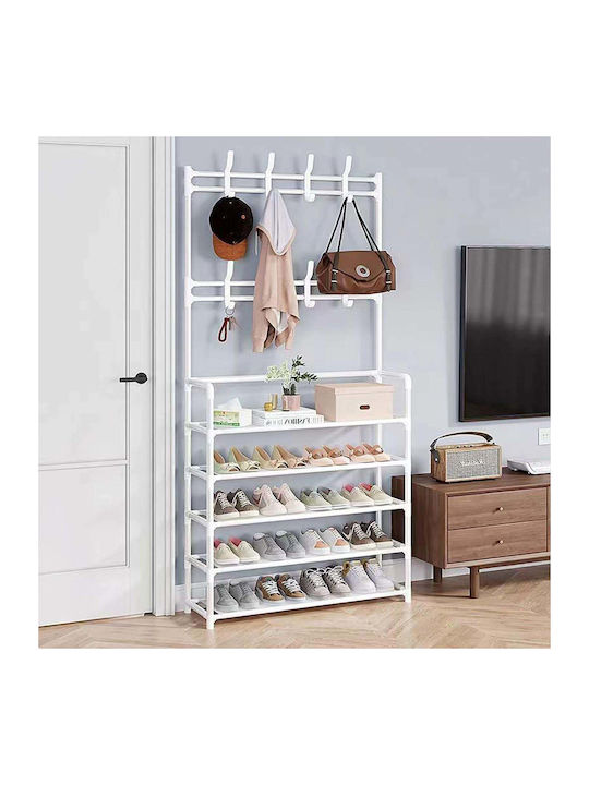 Ergorack Hallway Furniture with Hanger & Shoe Rack White 80x26x172cm