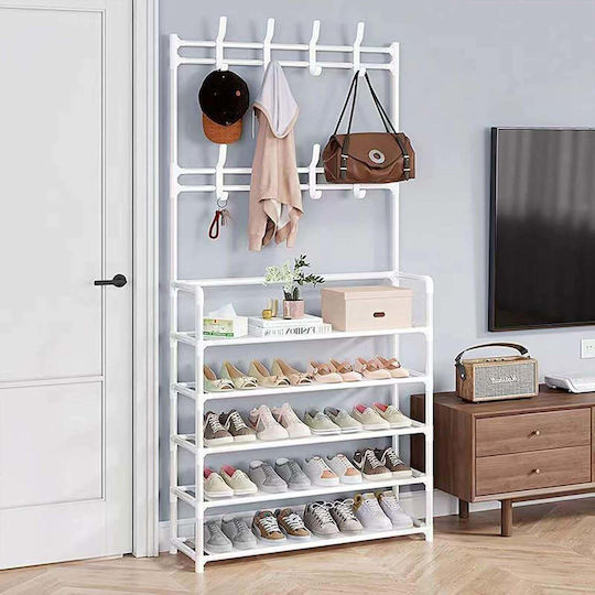 Ergorack Hallway Furniture with Hanger & Shoe Rack White 80x26x172cm