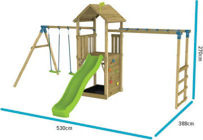 Голяма Детска Площадка Skywood 5 в 1 С Люлки Двойно Катерене М530см